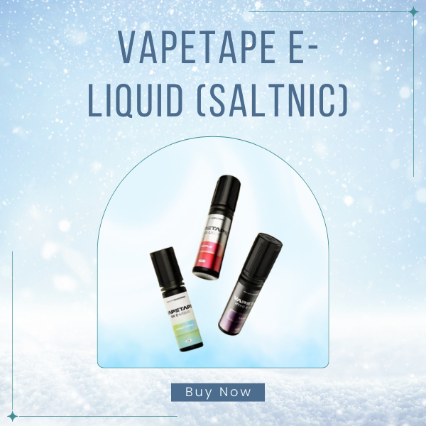 Vapetape Saltnic E-Liquid 15ml bottle showing premium pod vape juice flavors
